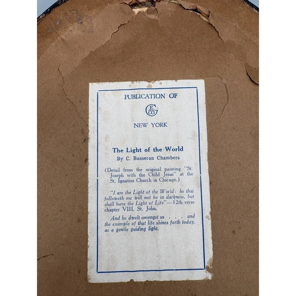 Vintage Baby‎ Jesus The Light of the World Print Picture Frame Oval C. Chambers - Picture 9 of 14